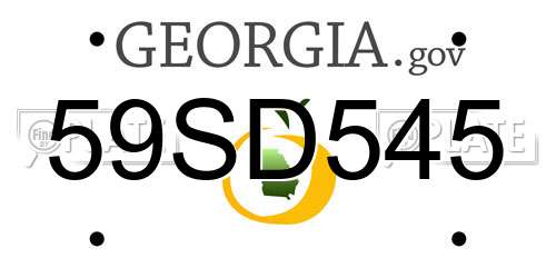 59SD545 Georgia License Plate