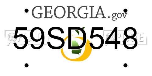 59SD548 Georgia License Plate