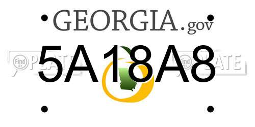 5A18A8 Georgia License Plate
