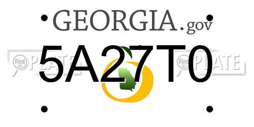 5A27T0 Georgia License Plate