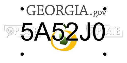 5A52J0 Georgia License Plate