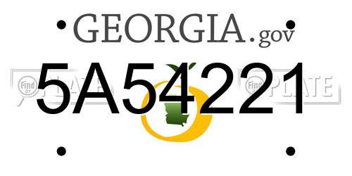 5A54221 Georgia License Plate