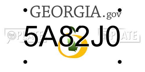 5A82J0 Georgia License Plate