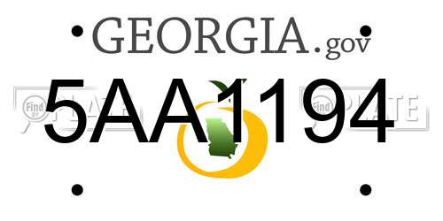 5AA1194 Georgia License Plate