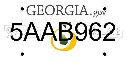 5AAB962 Georgia License Plate