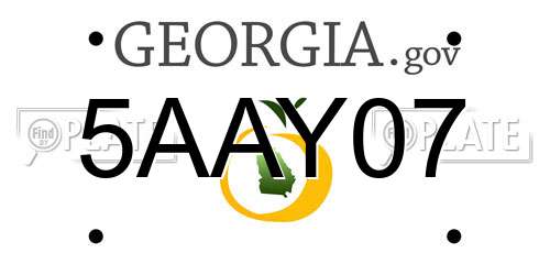 5AAY07 Georgia License Plate