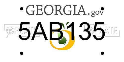 5AB135 Georgia License Plate