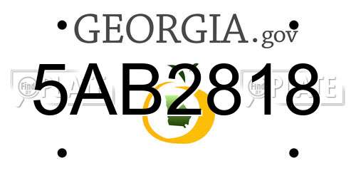 5AB2818 Georgia License Plate