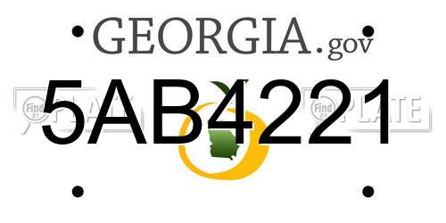 5AB4221 Georgia License Plate