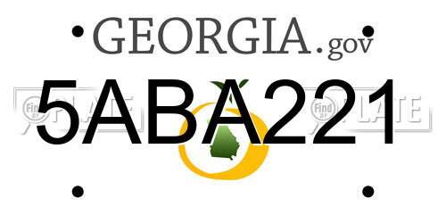 5ABA221 Georgia License Plate