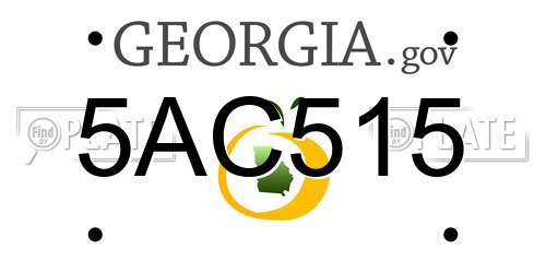 5AC515 Georgia License Plate