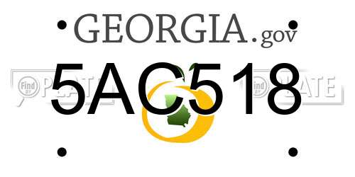 5AC518 Georgia License Plate