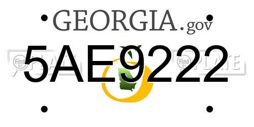 5AE9222 Georgia License Plate