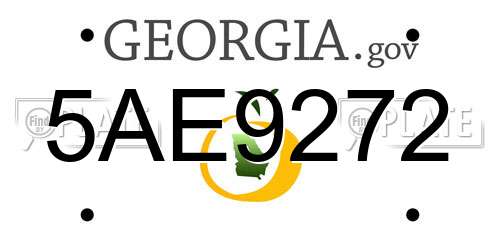 5AE9272 Georgia License Plate