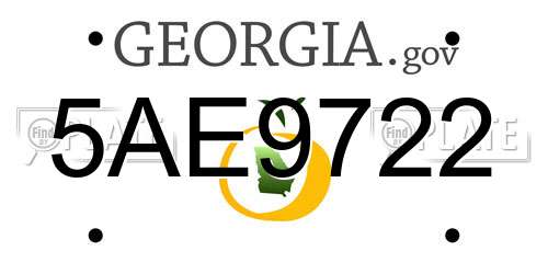 5AE9722 Georgia License Plate