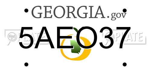 5AEO37 Georgia License Plate