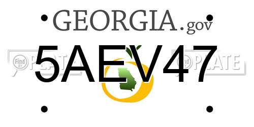 5AEV47 Georgia License Plate