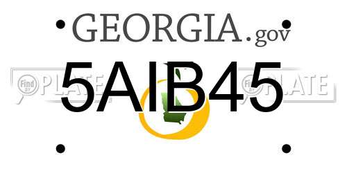 5AIB45 Georgia License Plate