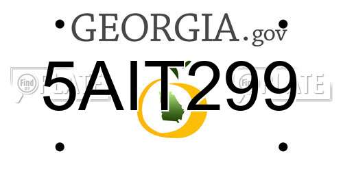 5AIT299 Georgia License Plate