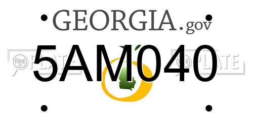 5AM040 Georgia License Plate