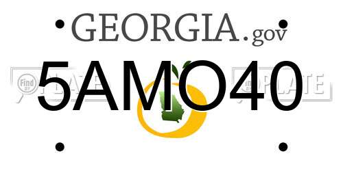 5AMO40 Georgia License Plate