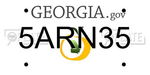 5ARN35 Georgia License Plate