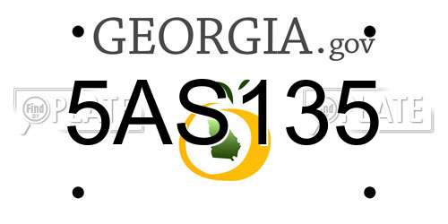 5AS135 Georgia License Plate