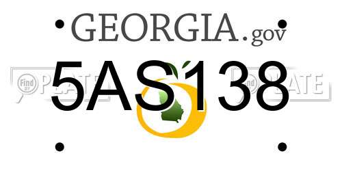 5AS138 Georgia License Plate