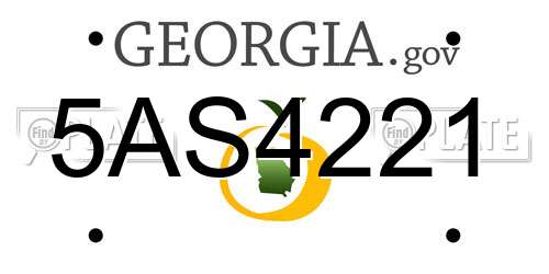 5AS4221 Georgia License Plate