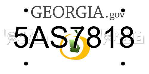 5AS7818 Georgia License Plate