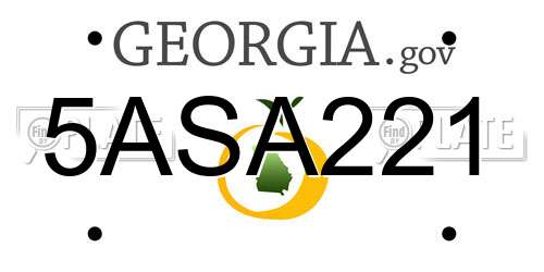 5ASA221 Georgia License Plate