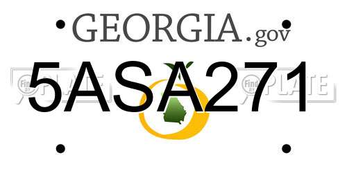 5ASA271 Georgia License Plate