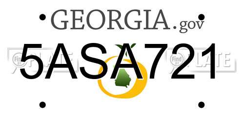 5ASA721 Georgia License Plate
