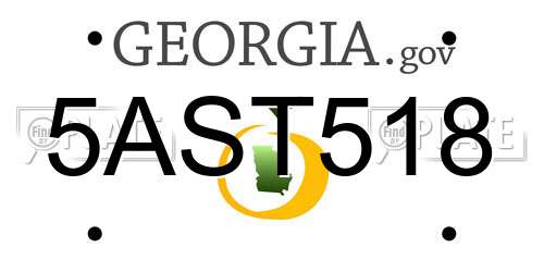 5AST518 Georgia License Plate