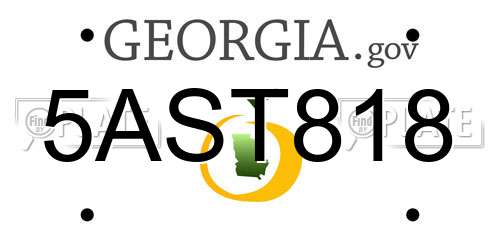 5AST818 Georgia License Plate