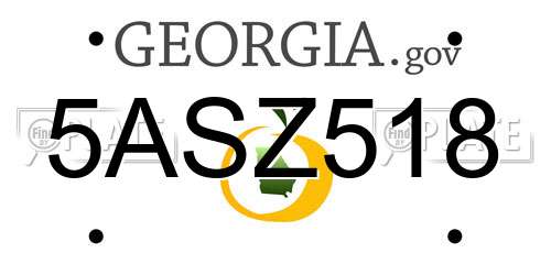 5ASZ518 Georgia License Plate