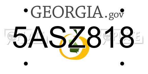 5ASZ818 Georgia License Plate