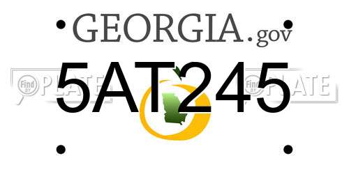 5AT245 Georgia License Plate