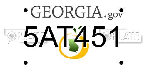 5AT451 Georgia License Plate
