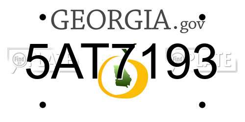 5AT7193 Georgia License Plate