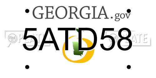 5ATD58 Georgia License Plate