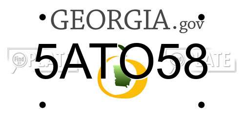 5ATO58 Georgia License Plate