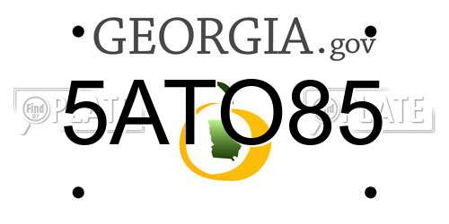 5ATO85 Georgia License Plate