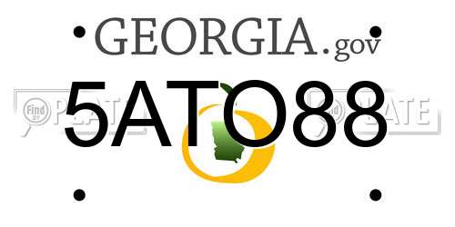 5ATO88 Georgia License Plate