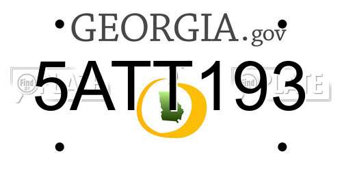 5ATT193 Georgia License Plate