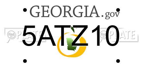 5ATZ10 Georgia License Plate