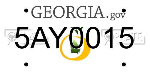 5AY0015 Georgia License Plate