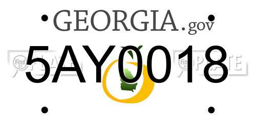 5AY0018 Georgia License Plate