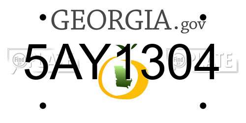 5AY1304 Georgia License Plate