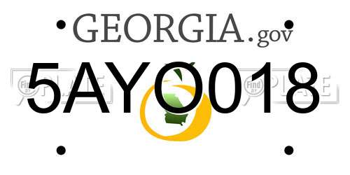 5AYO018 Georgia License Plate
